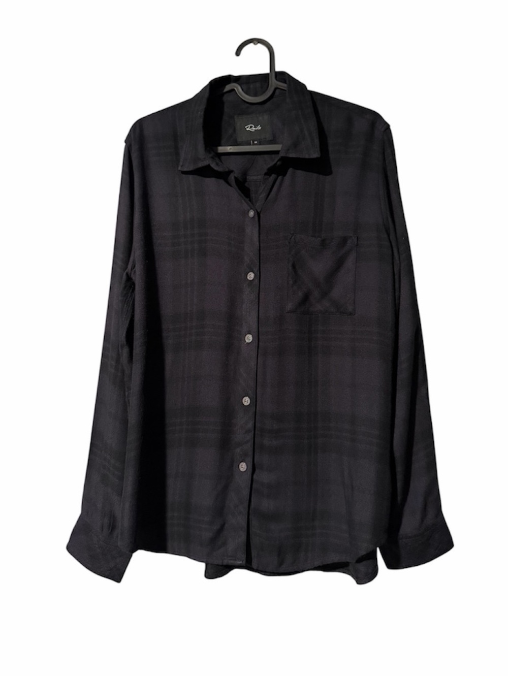 Rails Hunter Plaid Button Up Long Sleeve Shirt in Onyx Jet Size M - Picture 2 of 6